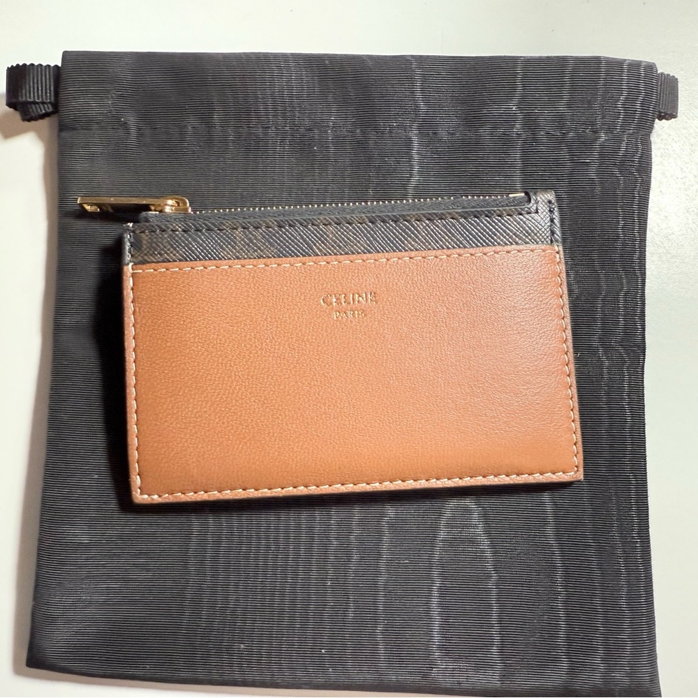 Celine Tan and Black Leather Card Holder